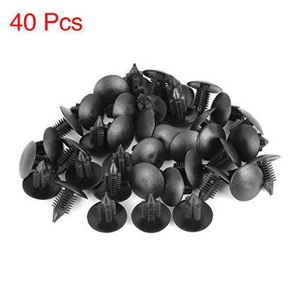 X AUTOHAUX 40pcs 9mm Hole Dia Plastic Bolt Rivets Fastener Rivets Bumper Retainer Clips Black for Car Front Rear Upper