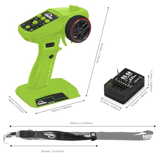 RC Radio System 4CH 2.4G RC Transmitter with Receiver and Lanyard Anti-Jamming Remote Controller for RC Car Crawler Boat, Green & Black - color: Green & Black