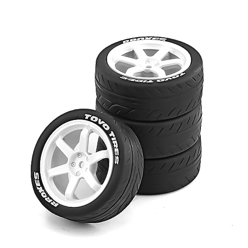 Lifehead 68mm RC On-Road Rally Car Tires and Wheels for 1/10 RC On-Road Touring Drift Car HSP Tamiya XV01 TT01 TT02B HPI Kyosho FAZER MK2 /12mm Hex - color: White