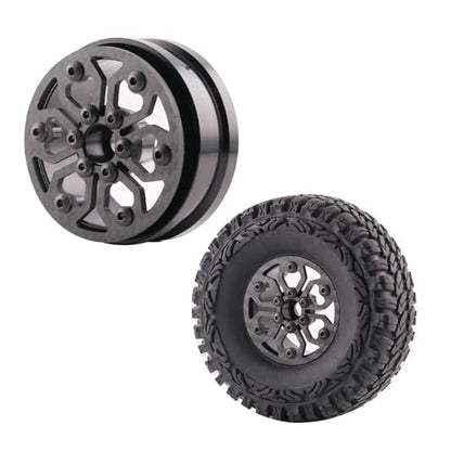 Beadlock Wheel Rims 4PCS 1.9" Upgraded Carbon Fiber Aluminum Wheel Hub Compatible with 1/10 RC Crawler Gen8 TRX-4 Axial VS4-10 Capra SCX10 RC Car Accessories (Patten D) - color: Patten D