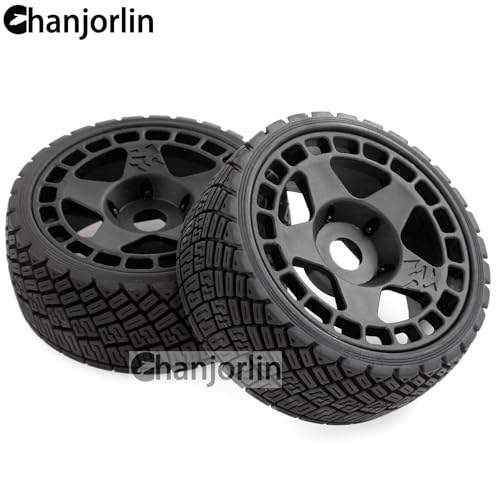 1/8 1/7 RC On Road Tires And Hard Plastic Rally Racing Wheels 17mm Hex Touring Tyres OD 3.94'' For 1:8 1:7 Street Drift Car ARRMA Losi Kyosho GT2 W10 Tamiya HPI WR8 HSP 4PCS (Black) - color: Black