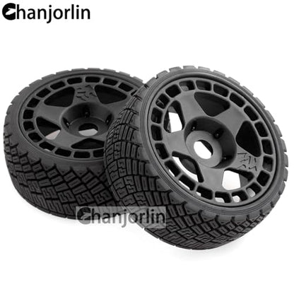 1/8 1/7 RC On Road Tires And Hard Plastic Rally Racing Wheels 17mm Hex Touring Tyres OD 3.94'' For 1:8 1:7 Street Drift Car ARRMA Losi Kyosho GT2 W10 Tamiya HPI WR8 HSP 4PCS (Black) - color: Black