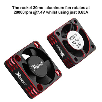 Motor Cooling Fan 30mm RC Model Heatsink 28000RPM ESC Cooling Fan for RC Car 1/8 1/10 1/12 Scale 540 550 Brushless Motor (Black+Red) - color: Black Red
