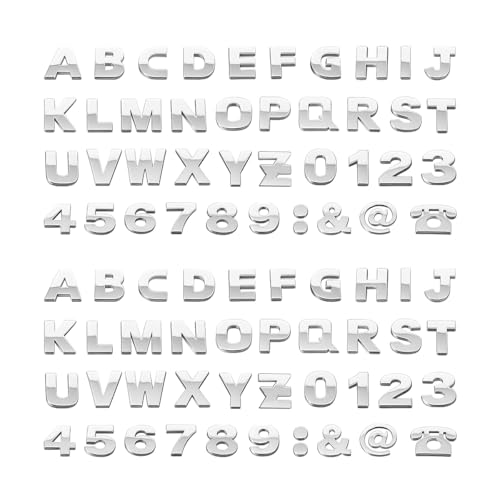 80PCS Car Emblem Letter Sticker, 3D Number Symbol Vehicle Door Tailgate Trunk Badge Decal, Weatherproof Automotive Exterior Badge Emblem Logo Decorations, Universal for Vehicles