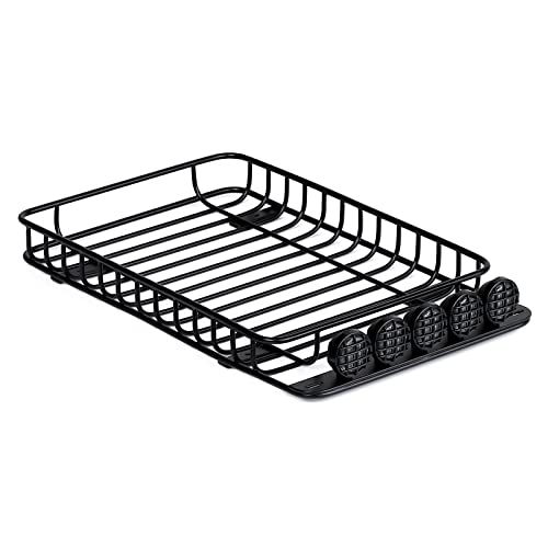 INJORA RC 1/10 Metal Roof Rack Luggage with 5 LED Set for 1/10 RC Crawler Car TRX-4 Axial SCX10 90046 SCX10 III AXI03007（Black）