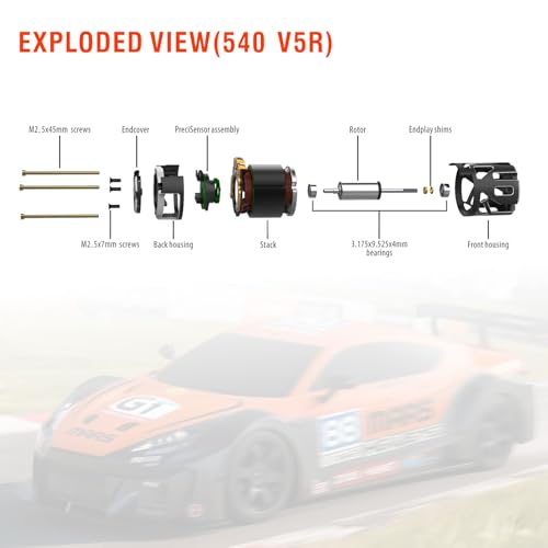 Surpass Hobby Rocket RC 540 V5R Sensored Brushless Motor 5T Competition Level RC Car Motor with Shaft3.175 Use for 1:10 RC Racing Car Truck（ Modified 4T） - style: MODIFIED 4T