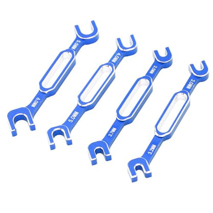 Set of RC Car Maintenance Keys Aluminium Alloy Tensioner Nut Keys for RC Vehicle Repair, Lightweight and Durable for Remote Control Cars, Cars - color: Blue