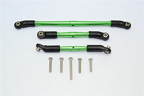 GPM For Traxxas TRX-4 Trail Defender Crawler Upgrade Parts Aluminum Front Adjustable Steering Link & Suspension Link - 3Pcs Set Green