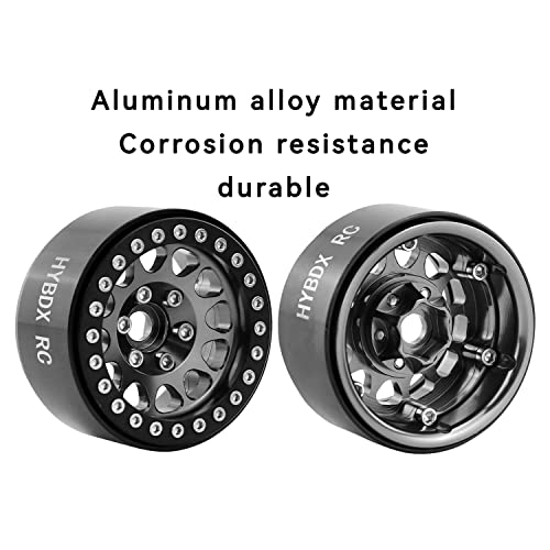 1.9 Inch Aluminum Alloy Beadlock Wheel Rim Hub 4pcs Suit for 1:10 RC Crawler Axial SCX10 SCX10 II TRX4 RC4WD D90(Grey 4 PCS) - color: Grey