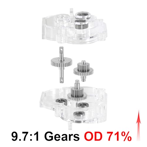 INJORA Acrylic Complete Transmission with Overdrive Gears for 1/18 RC Crawler TRX4M Upgrade - size: 9.7/1