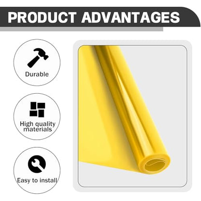 Car Lamp Film 12 X 48inch Cuttable and Stretchability, Non-Marking Self-Adhesive Decals Car Decor, Car Headlight Taillight Fog Lamp Packaging Protective Film, Yellow - color: Yellow