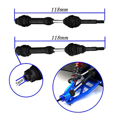 2Pairs Vgoohobby Steel Drive Shaft CVD Dogbon Front Rear Driveshaft Compatible with Traxxas Slash 4X4 Stampede Rustler Hoss VXL 4X4 RC Truck Car (Black) - color: Black