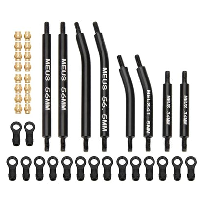 MEUS RACING TRX4M Links Aluminum High Clearance Links Set for Traxxas 1/18 TRX4M Defender Bronco RC Crawler(Black,Defender Bronco)