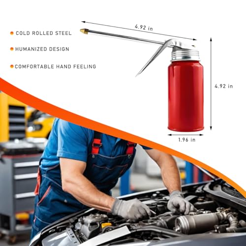 povtii 2 PCS Oil Can Pump Oiler, 200ml Metal Oil Spray Can with 4.92" Spout, Portable Pump Oil Squirt Can for Rolling Bearings Universal for Car Motorcycle, Car Accessories