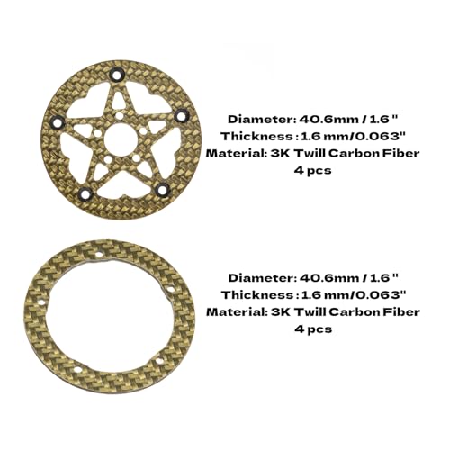 1.6" (40.6mm) Super Wheels, Carbon fibre Beadlock Wheel fit for SCX24 TRX4M FCX24 FCX24M CR18P 1/24 1/18 RC Crawlers Upgrade, Style C, Gold - color: Gold, size: Style C