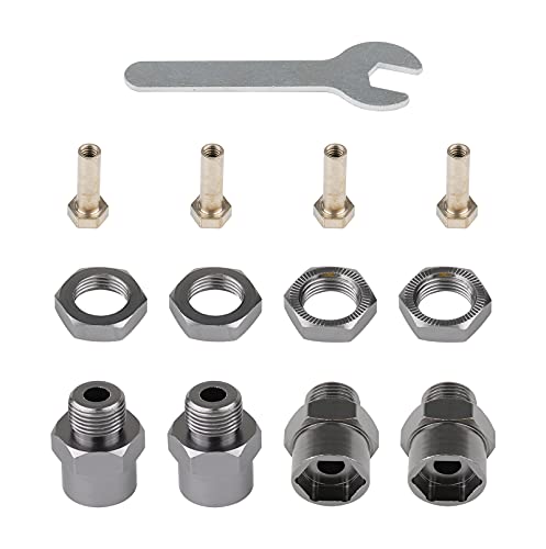 12mm to 17mm Metal Wheel Hex Drive Hub Adapter Conversion 15mm Offset Extension for HSP 1:10 RC Car & 1:8 Tires, Pack of 4
