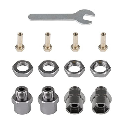 12mm to 17mm Metal Wheel Hex Drive Hub Adapter Conversion 15mm Offset Extension for HSP 1:10 RC Car & 1:8 Tires, Pack of 4