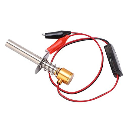 6-12V RC Car Igniter Kit with N4 Hot Glow Plug Gasket, RC Glow Plug Igniter for Methanol Engine, Electronic Glow Plug Starter for Aircraft Car Model, Compatible with HSP and Othe (Golden) - color: Golden