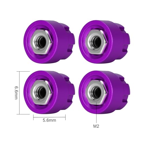 INJORA M2 Wheel Lock Nuts with Aluminum Cap for 1/24 RC Crawlers (Purple) - color: Purple