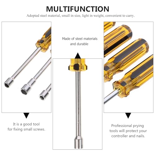 BESTonZON 6pcs Steel Nut Driver Set with Non-slip Handle Lightweight Hex Socket Wrenches 5.0mm to 10.0mm for Disassembling Rc Cars and Boats Color