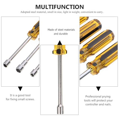 BESTonZON 6pcs Steel Nut Driver Set with Non-slip Handle Lightweight Hex Socket Wrenches 5.0mm to 10.0mm for Disassembling Rc Cars and Boats Color