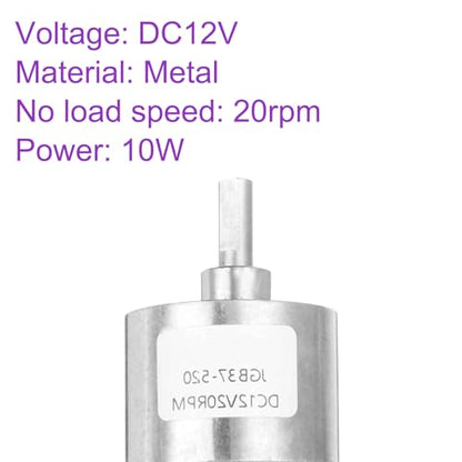 DMiotech Micro DC 12V 20RPM Geared Motor with Bracket Gear Reduction Motors 37mm Diameter Gearbox Micro Speed Reduction for RC Car, Robot Model, DIY Toys - style: 20RPM