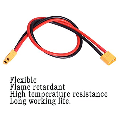 MEIRIYFA XT60 XT-60 Extension Cable, XT60 Male to XT60 Female Adapter Extension Cord with 50cm 12AWG Silicone Wire for Solar Panel RV Automotive RC Lipo Battery