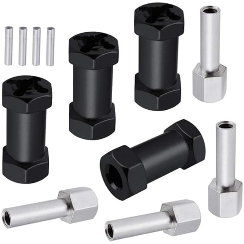 4-Pack HobbyPark RC Wheel Spacers 12mm Hex Drive Hubs Combiner Coupler Aluminum 25mm Offset Extension for 1/10 RC Crawler Car Parts (Black) - color: Black, size: 25mm Length