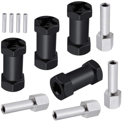 4-Pack HobbyPark RC Wheel Spacers 12mm Hex Drive Hubs Combiner Coupler Aluminum 25mm Offset Extension for 1/10 RC Crawler Car Parts (Black) - color: Black, size: 25mm Length