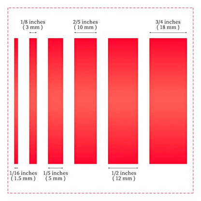 6 Rolls Fine Line Tape 1/16, 1/8, 1/5, 2/5, 1/2, 3/4 Inch x 55 Yard Fineline Masking Tape Painter Adhesive Automotive for DIY Car Auto Paint (Red, Mixed Sizes) - color: Red, size: Mixed Sizes