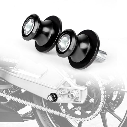 Goldfire 2pcs 10MM M10 X1.25 Motorcycle Swing arm Sliders Spools CNC Swing Arm Stand Screw for FZR 1000/600R/400 for Kawasaki Z750 /Z750S/ Z750R /ER-6F /ER-6N /Duke 125/200/390 (Black) - color: Black
