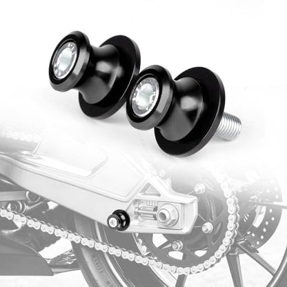 Goldfire 2pcs 10MM M10 X1.25 Motorcycle Swing arm Sliders Spools CNC Swing Arm Stand Screw for FZR 1000/600R/400 for Kawasaki Z750 /Z750S/ Z750R /ER-6F /ER-6N /Duke 125/200/390 (Black) - color: Black