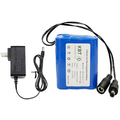 KBT 12V 2400mAh Rechargeable Li-ion Battery, DC5521 Male Connector, Replacement Battery Pack with Charger Compatible with 12V Device RC Car, Boat, Robot, DIY, LED Light Strip, CCTV Camera - style: 2.4Ah DC5521 plug