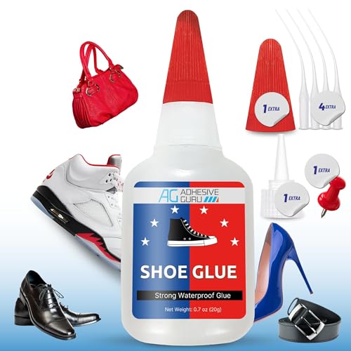 Adhesive Guru Professional Shoe Glue (0.7 oz), Shoe Sole Repair, Ultimate Shoe Repair Glue, Suitable for Sports Shoes, Sneakers, Boots, Sandals etc. Compatible with CA Accelerator - 1 Pack - size: 1 Pack, style: Shoe Glue