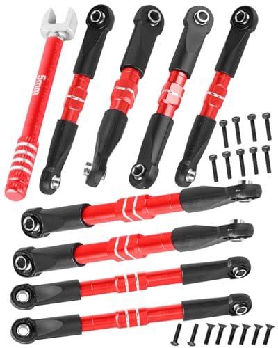 RC Adjustable Turnbuckles Links Upgrades Part for 1/16 Mini Slash 70054-1 RC Car.Front & Rear Aluminium Adjustable Turnbuckles Camber Toe Link Hops Up.Red - color: Red(for 1/16)
