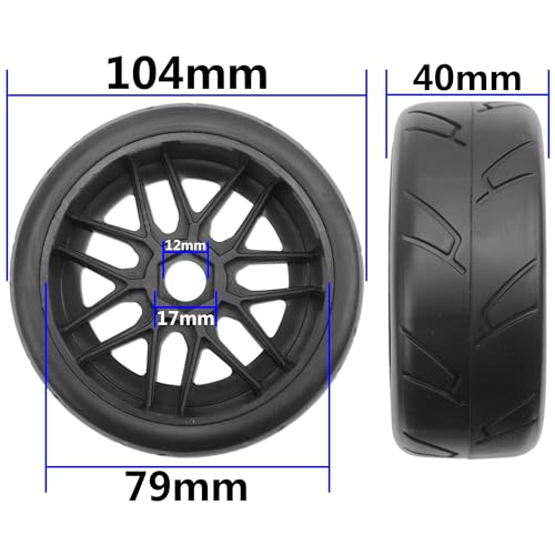 4Pack Vgoohobby 17mm RC Wheels and Tires 104mm 1/8 Off Road Buggy Rubber Street Tires Compatible with Arrma Typhon Talion 6S Redcat Tamiya HPI Losi Kyosho Hobao 1/8 RC Off Road Buggy (14 Spoke) - color: 14 Spoke