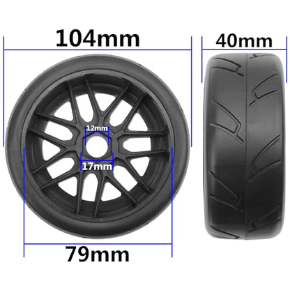 4Pack Vgoohobby 17mm RC Wheels and Tires 104mm 1/8 Off Road Buggy Rubber Street Tires Compatible with Arrma Typhon Talion 6S Redcat Tamiya HPI Losi Kyosho Hobao 1/8 RC Off Road Buggy (14 Spoke) - color: 14 Spoke