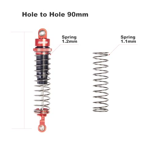 90MM Oil Shock Absorbers Upgrade Compatible with 1/10 RC Crawlers | Fits Tamiya ClodBuster / Bullhead / TRX4 / Axial / Cc01 - Oil Damper Upgrade - Red - color: Red