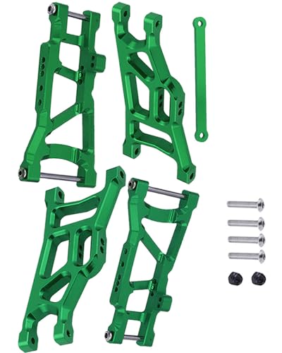 RC Aluminum Front Rear Suspension A-Arms Upgrades Part for 1/10 Rustler VXL & XL-5 / Stampede VXL & XL-5 2WD,Alloy Arms Hop Ups w/Tie Bar,Replace 3631 3655,Green - color: Green