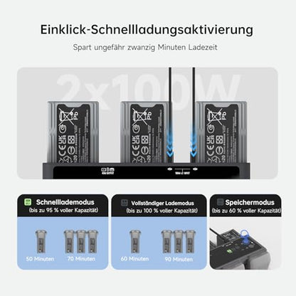 200W DJI Air 3/3S Battery Charging Hub 3-Channel Parallel Fast Charging Dual USB-C Input for DJI Air 3/3S Drone/RC, App Control/Storage/Discharge/LED Display