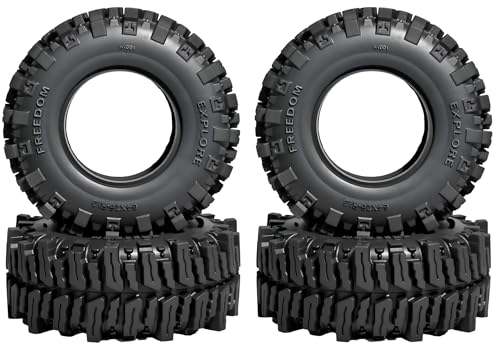 1.3” Crawler Tires - 64x26mm Mud Terrain Tyres for TRX4M SCX24 | Soft Sticky Rubber Tyres with Foam Insert Fit 1/18 1/24 AX24 TRX4M Axial SCX24 FCX24 Ultimate CR-18P EVO XC-1 RTR RC Crawler