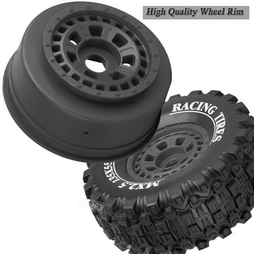 RC Short Course Wheels and Truck Tires for 1/7 1/8 RC Buggy Truck Car ARRM A Mojave 6S TRAXXA UDR,Off-Road Tire w/RC Wheels Hex,17mm Hex RC Tires RC Wheels(135X55) 4PCS Black - color: Black/Rc Wheel