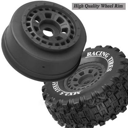 RC Short Course Wheels and Truck Tires for 1/7 1/8 RC Buggy Truck Car ARRM A Mojave 6S TRAXXA UDR,Off-Road Tire w/RC Wheels Hex,17mm Hex RC Tires RC Wheels(135X55) 4PCS Black - color: Black/Rc Wheel