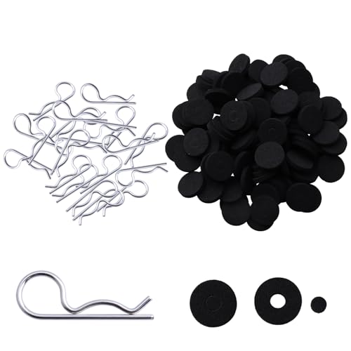 HobbyPark 200pcs RC Clips Pins & Foam Washers for 1/10 1/12 Scale Traxxas Redcat HPI Himoto HSP Exceed RC Cars Parts Trucks Buggies Body Shell Replacement (Silver Clips) - color: Silver Clips