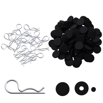 HobbyPark 200pcs RC Clips Pins & Foam Washers for 1/10 1/12 Scale Traxxas Redcat HPI Himoto HSP Exceed RC Cars Parts Trucks Buggies Body Shell Replacement (Silver Clips) - color: Silver Clips
