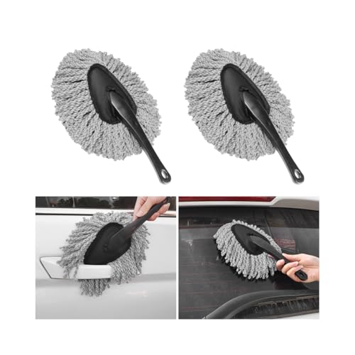 Osilly 2PCS Car Dash Duster Brush, Soft Microfiber Multi-Functional No-Scratch Vehicle Dashboard Cleaning Brush with Handle, Auto Detailing Cleaning Kit, Universal for SUV Automobile Truck (Grey) - color: Gray, size: 2PCS