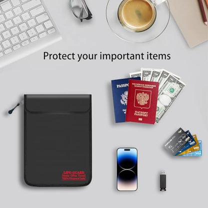 5"x8" Fireproof Lipo Safe Bag with Fireproof Zipper Fireproof Edge wrapping Fireproof wire,Home Office Travel Safe Storage for Cash Valuables Passport Power bank Lipo Battery (13 * 20cm Black) - size: 13*20cm Black