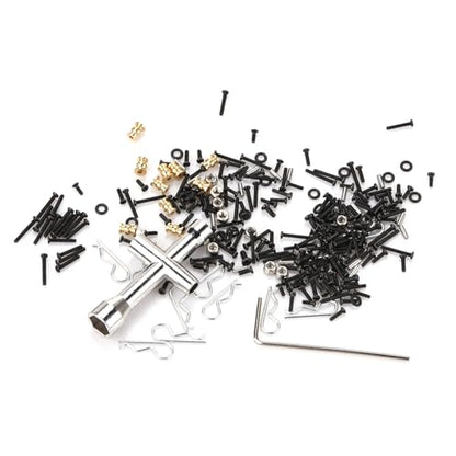 252PCS Stainless Steel M1.4 Assorted Screw, Pin and Nut Kit with Tool for 1/24 RC Crawler Car, Compatible for Axial SCX24