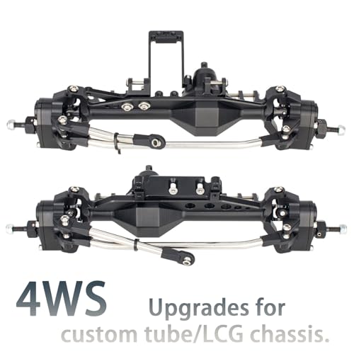 1/10 RC Portal Axles Set with BTA SOA Servo Mount CNC Aluminum One Piece Construction Offset Front Rear Completes Axle Set for Axial Capra 1.9 UTB LCG Cheater Rig 4WS DIY Upgrades (Black) - color: Black