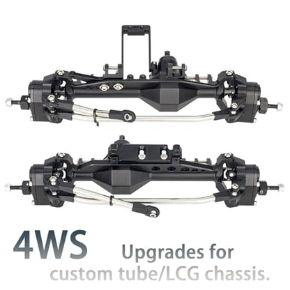 1/10 RC Portal Axles Set with BTA SOA Servo Mount CNC Aluminum One Piece Construction Offset Front Rear Completes Axle Set for Axial Capra 1.9 UTB LCG Cheater Rig 4WS DIY Upgrades (Black) - color: Black